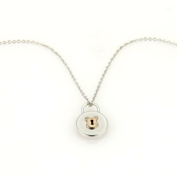 Tiffany & Co 925 Silver18k Gold Padlock Necklace